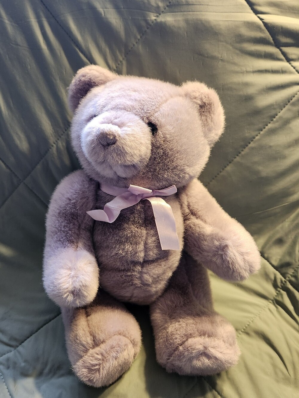 Dakin 1989 Fully Jointed Plush Lavender Teddy Bear with Ribbon - Soft Kids Toy